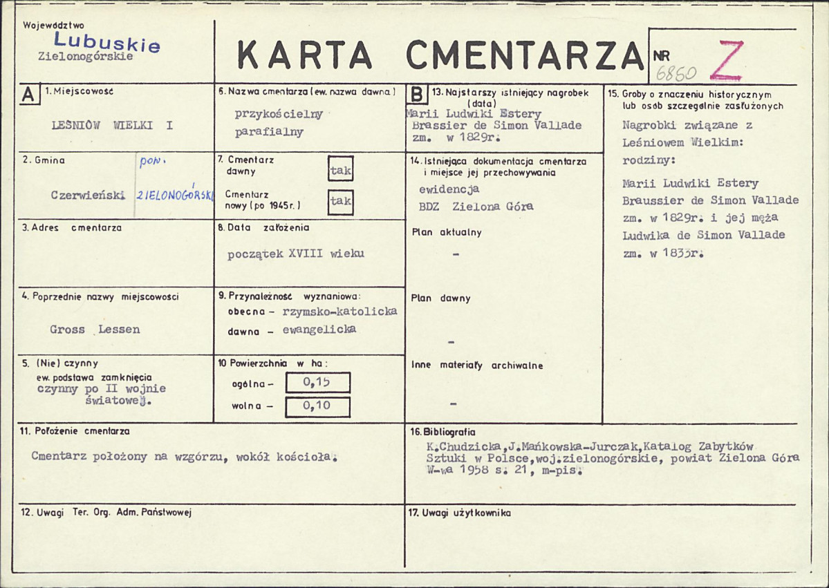 KC - Karta cmentarza, skan nr 1
