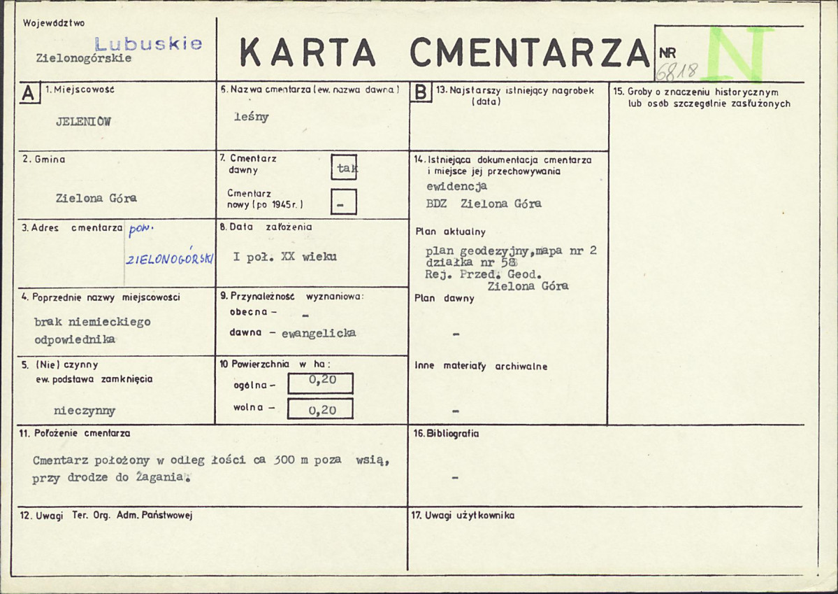 KC - Karta cmentarza, skan nr 1
