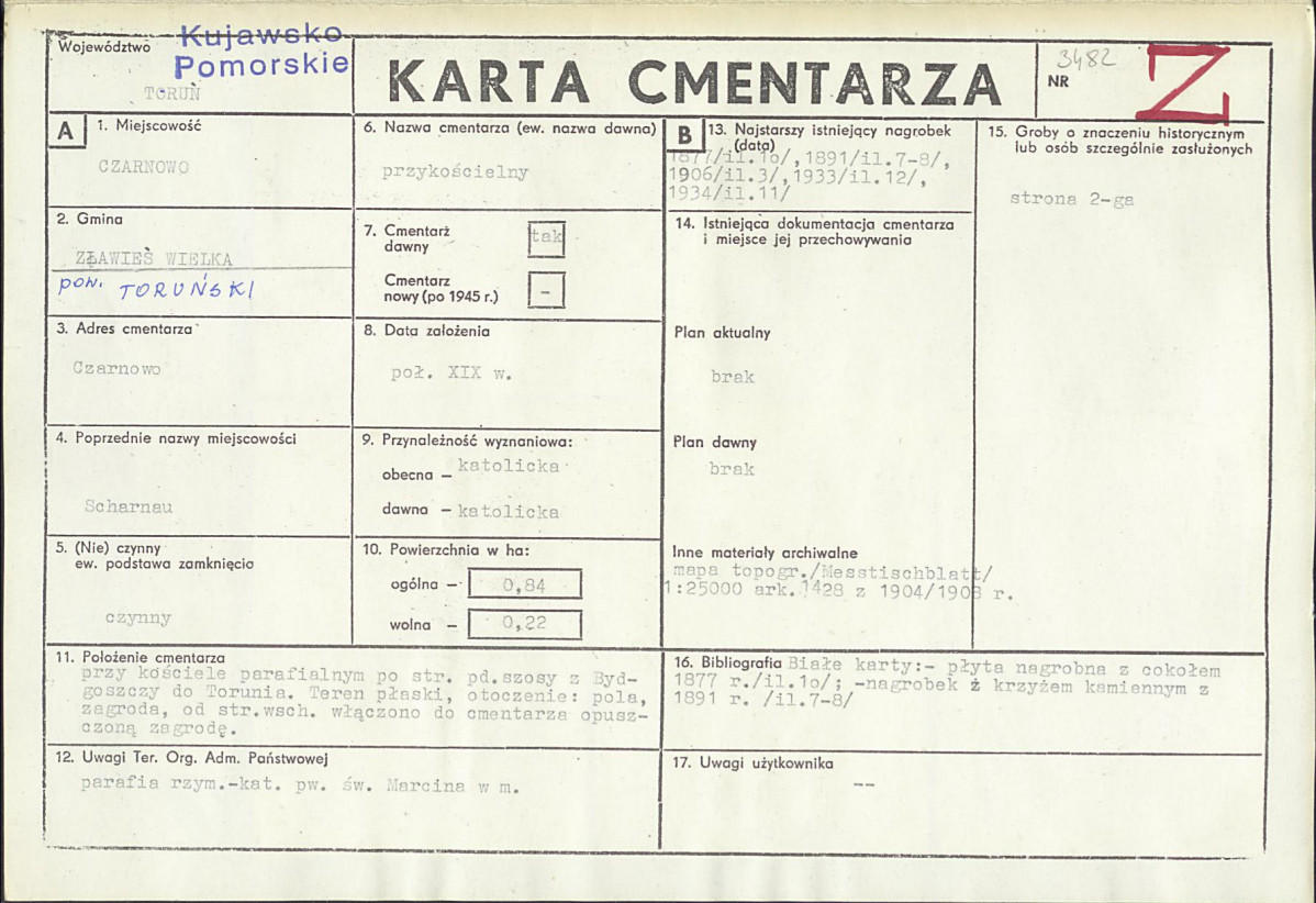 KC - Karta cmentarza, skan nr 1