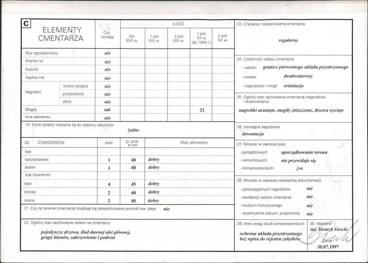 Karta cmentarza, skan nr 2