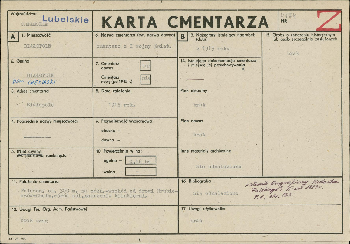 Karta cmentarza, skan nr 1