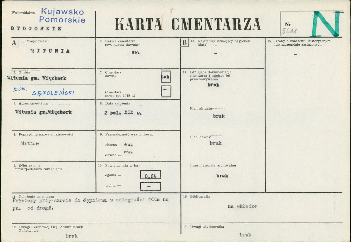 KC - Karta cmentarza, skan nr 1