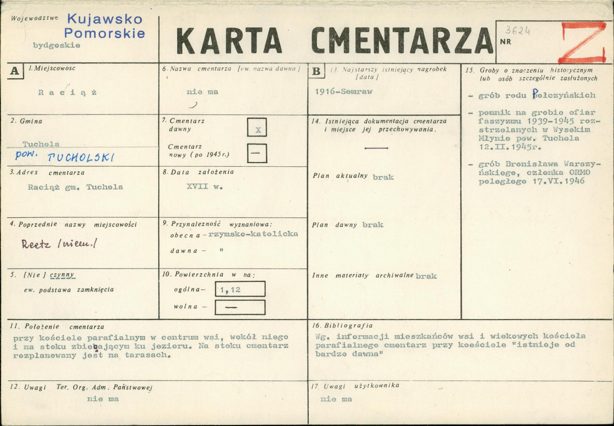 KC - Karta cmentarza, skan nr 1