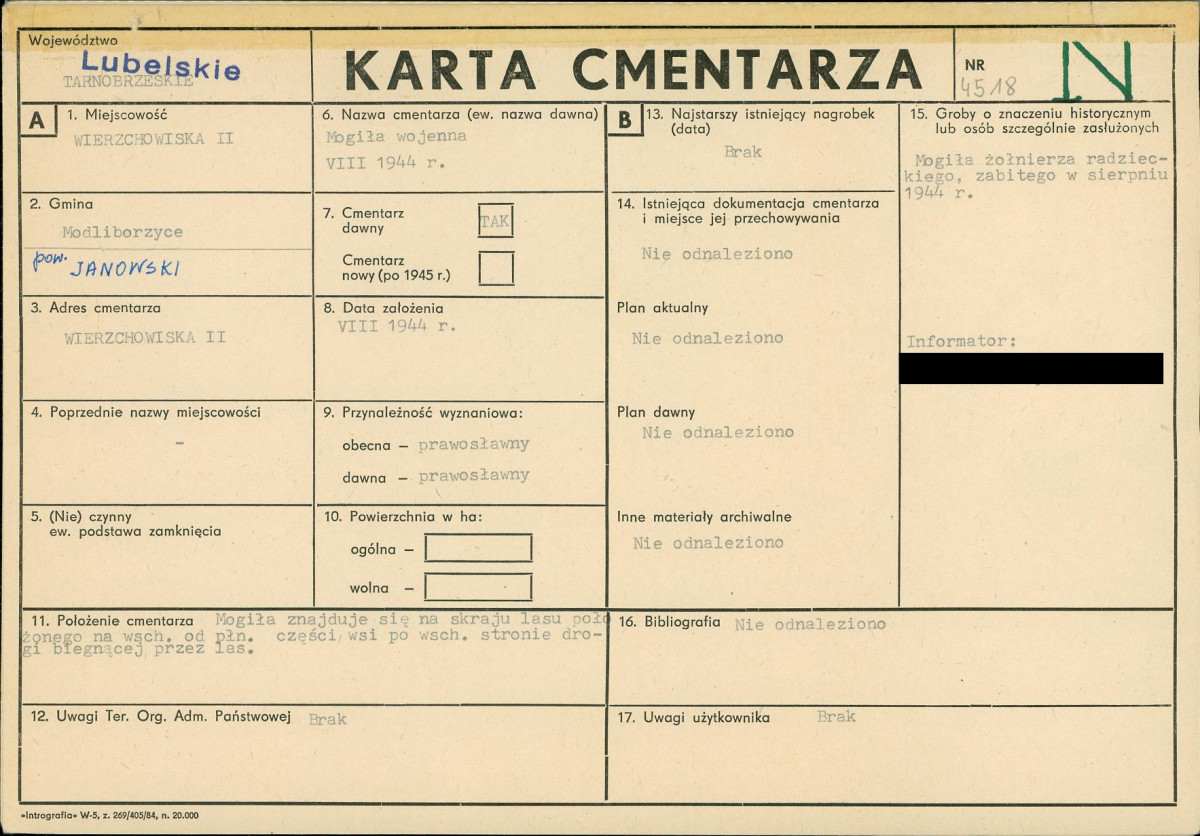 KC - Karta cmentarza, skan nr 1