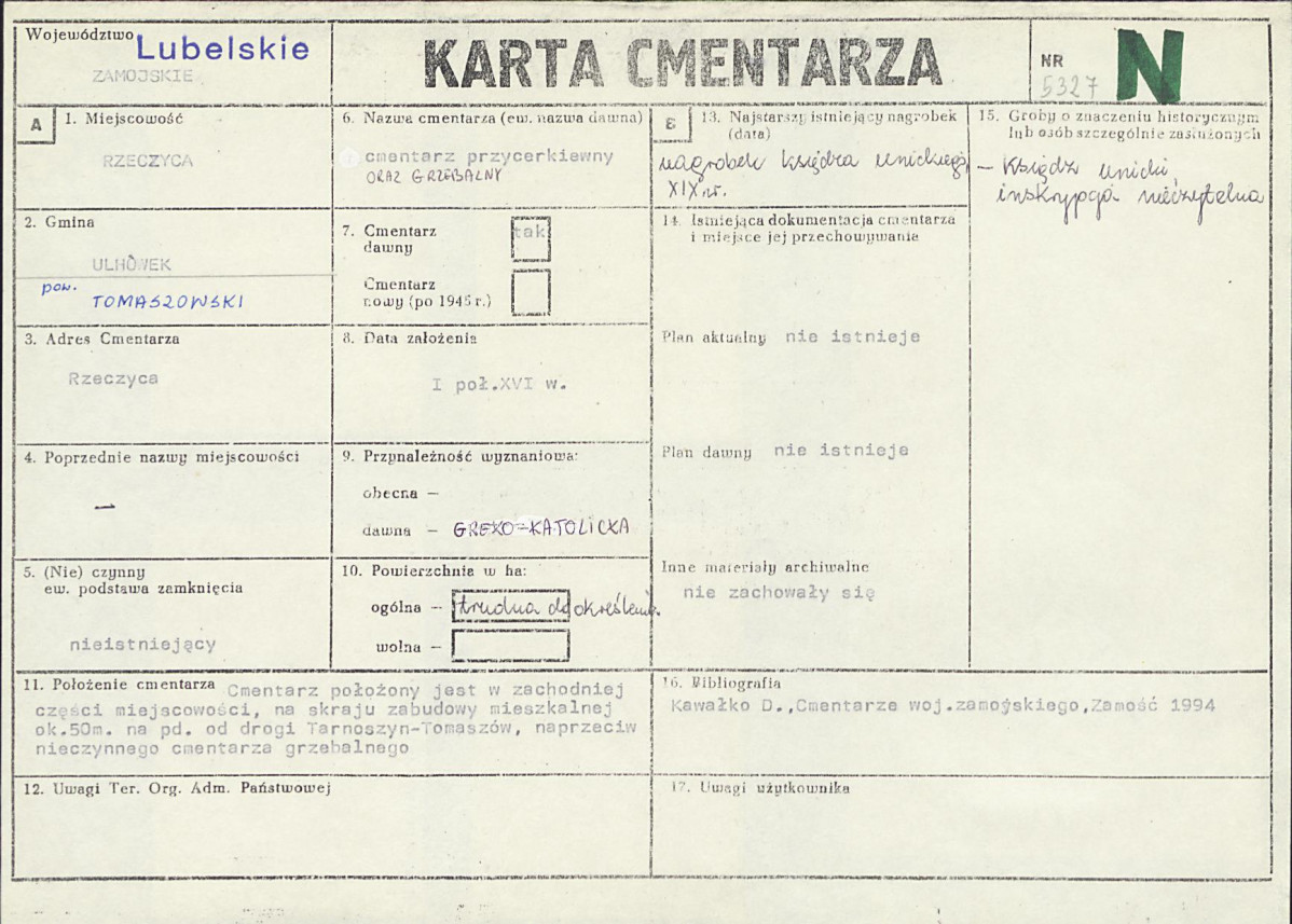 KC - Karta cmentarza, skan nr 1