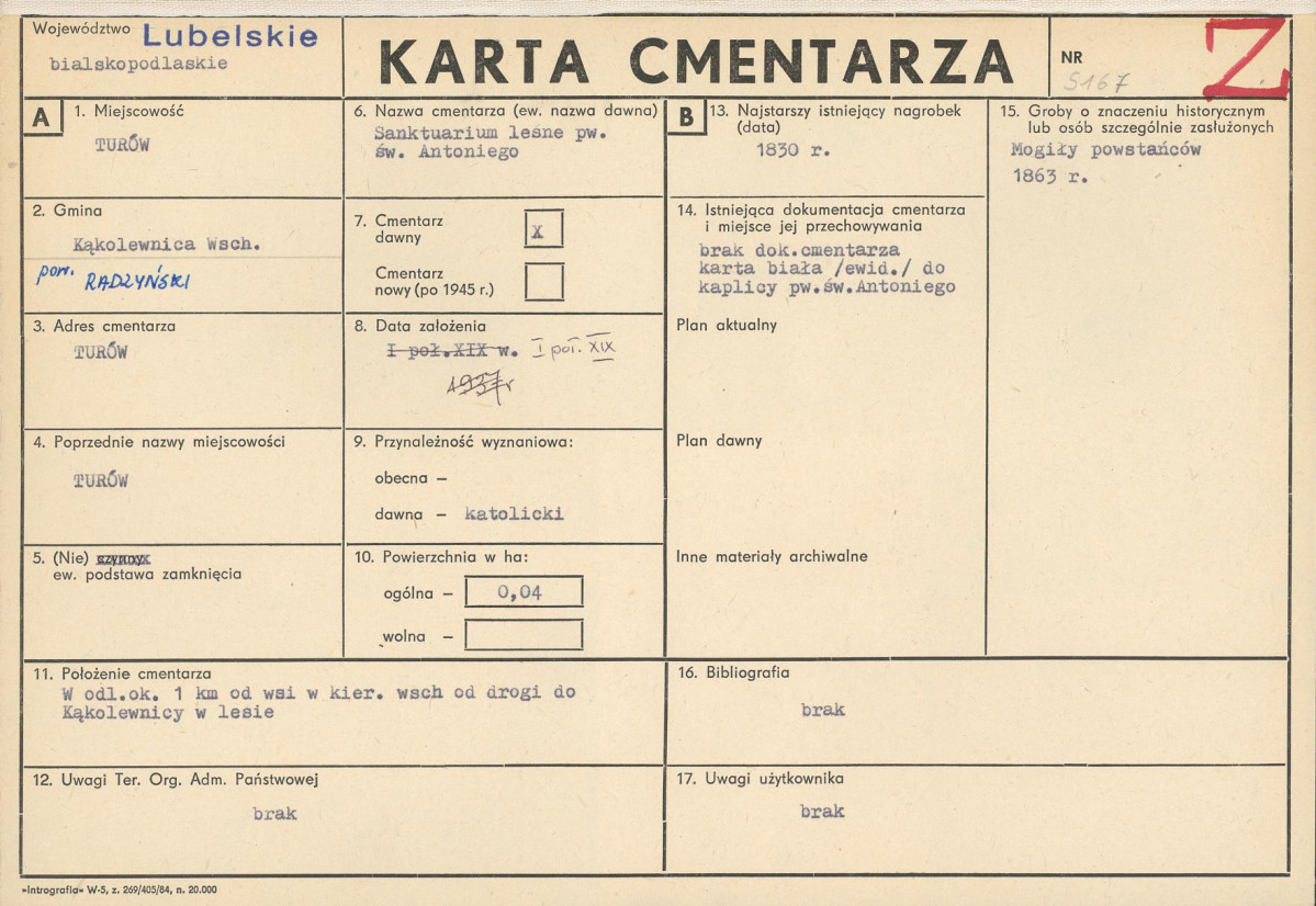 KC - Karta cmentarza, skan nr 1