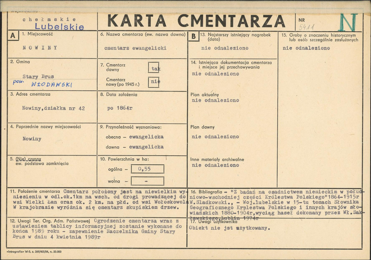KC - Karta cmentarza, skan nr 1