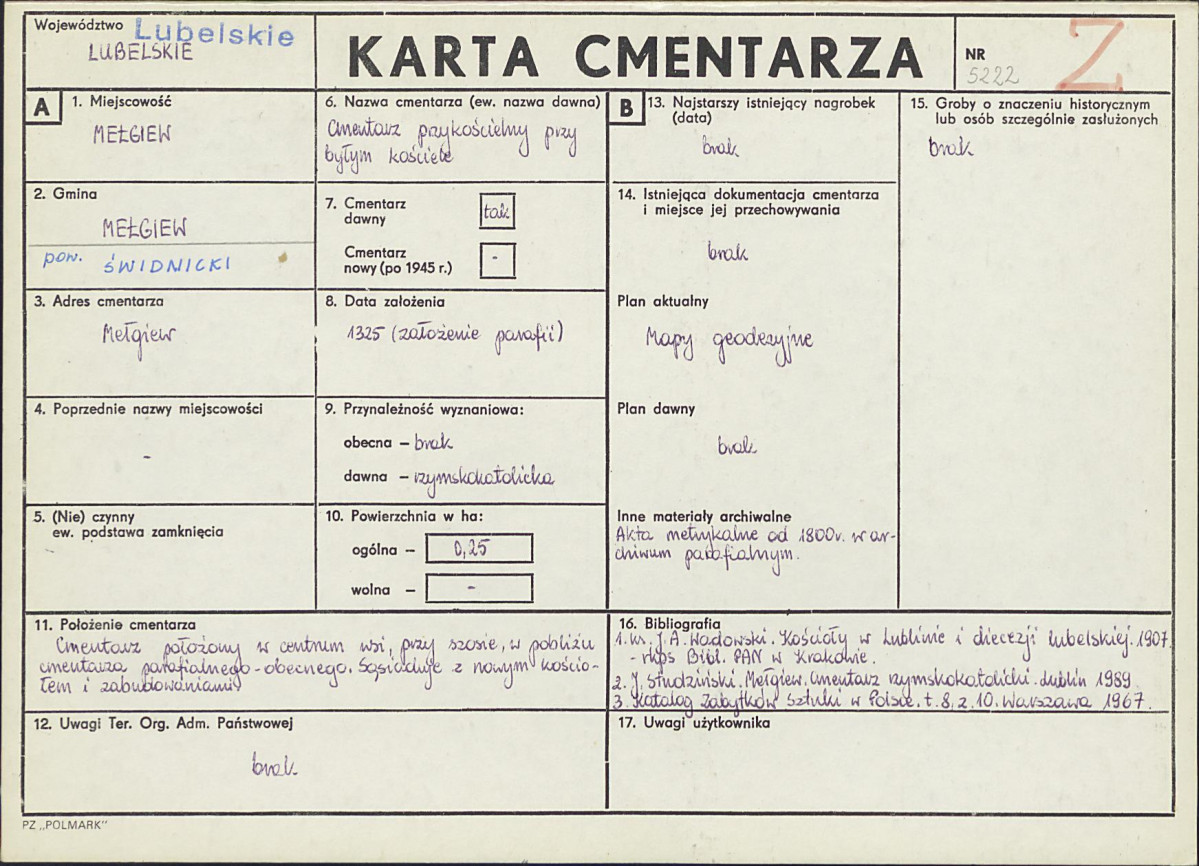 KC - Karta cmentarza, skan nr 1