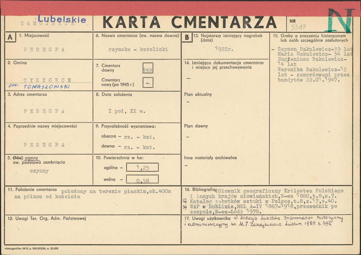 KC - Karta cmentarza, skan nr 1