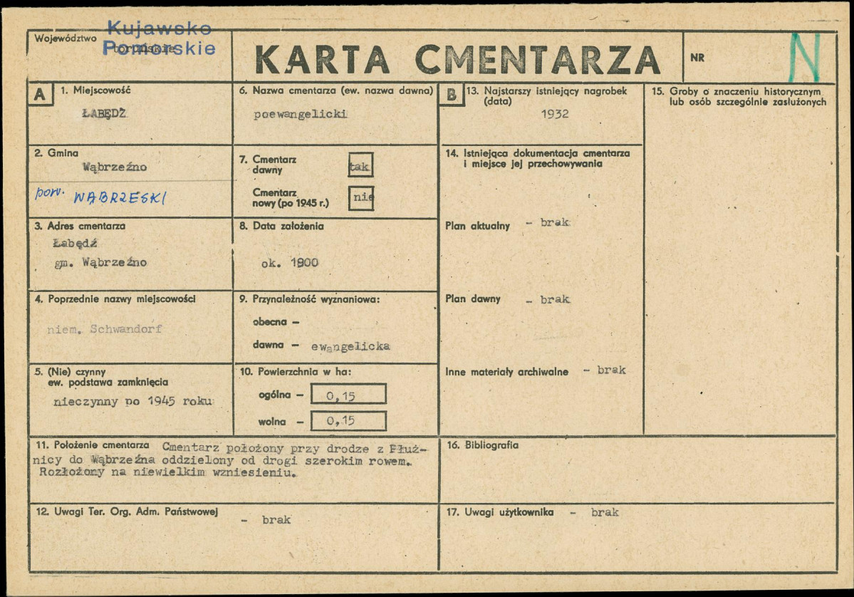 KC - Karta cmentarza, skan nr 1
