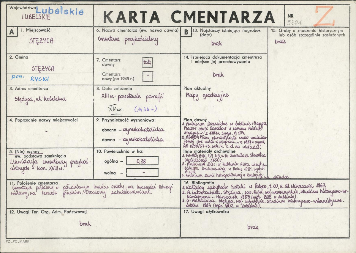 KC - Karta cmentarza, skan nr 1