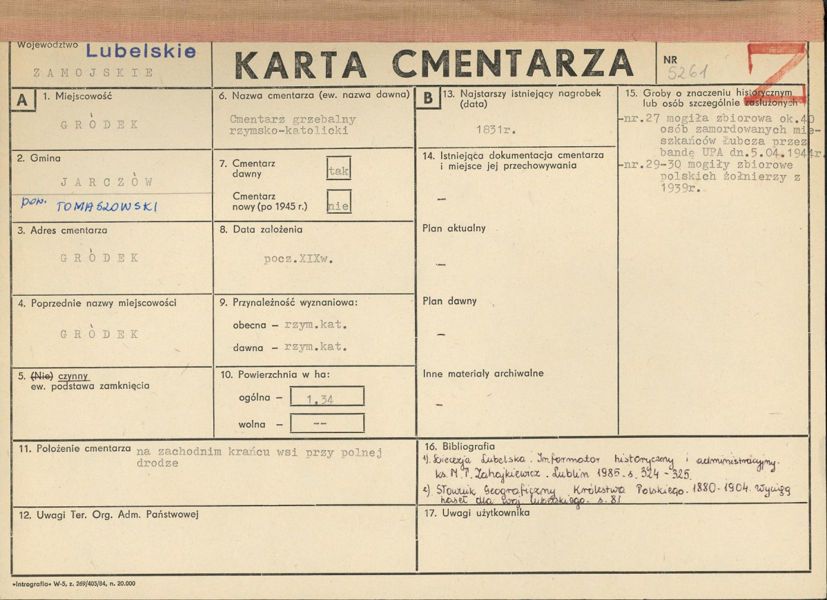 KC - Karta cmentarza, skan nr 1