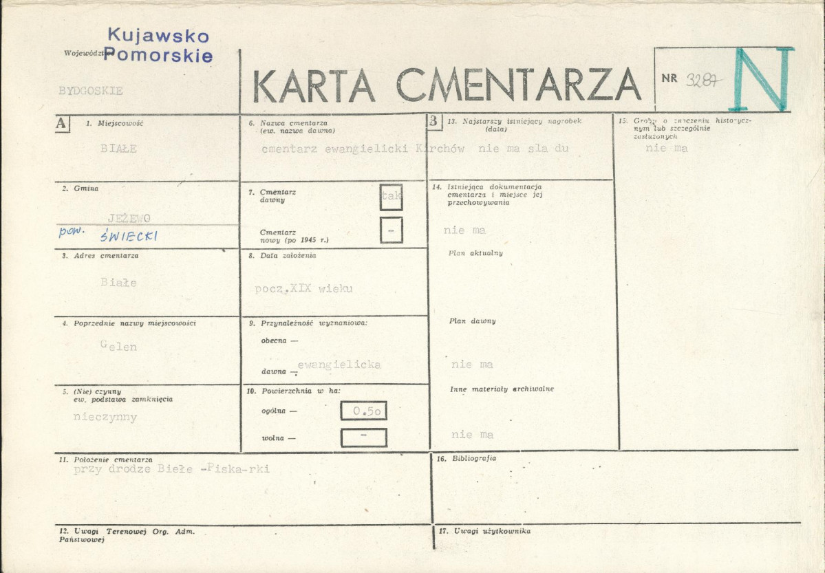 KC - Karta cmentarza, skan nr 1