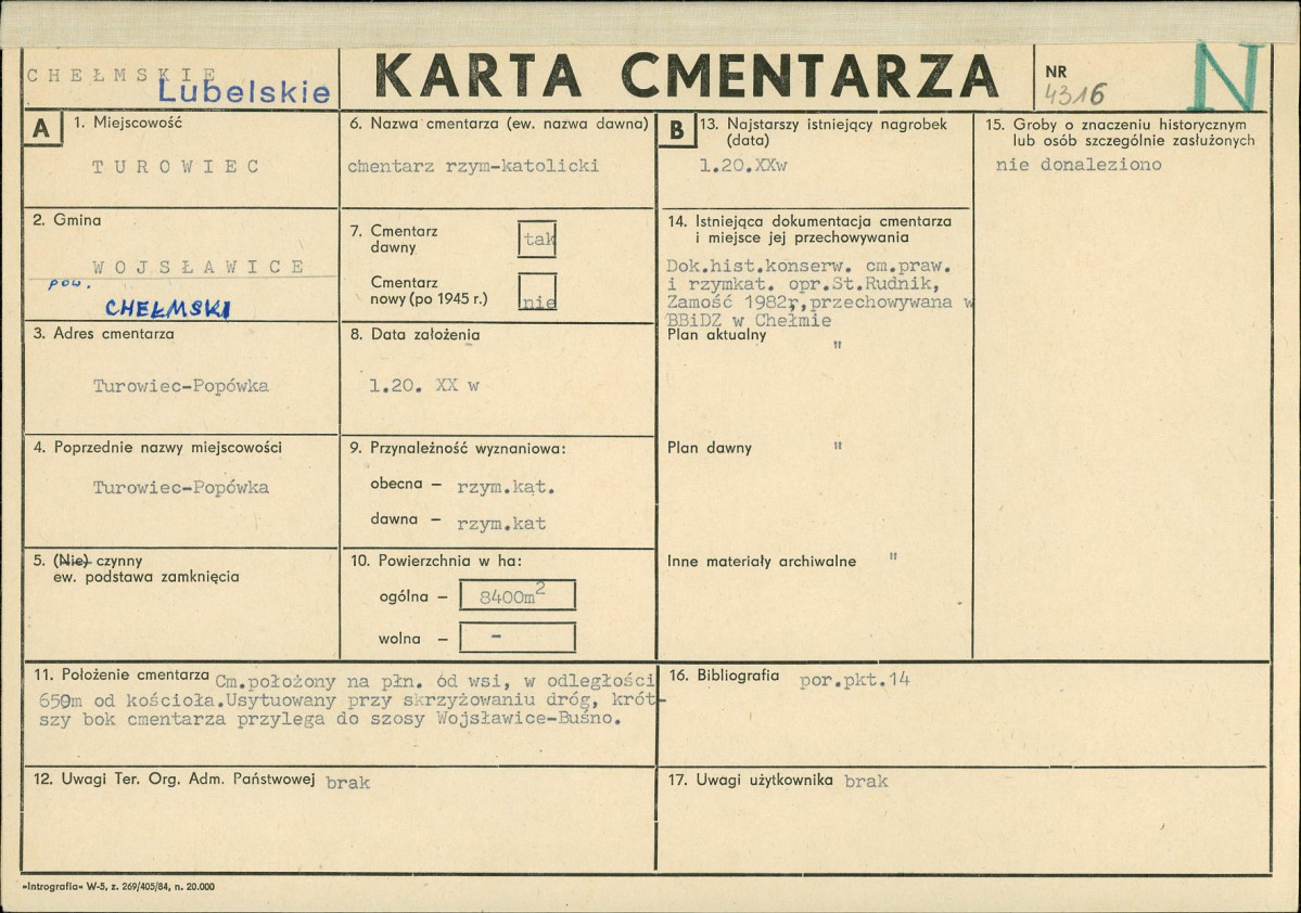 KC - Karta cmentarza, skan nr 1