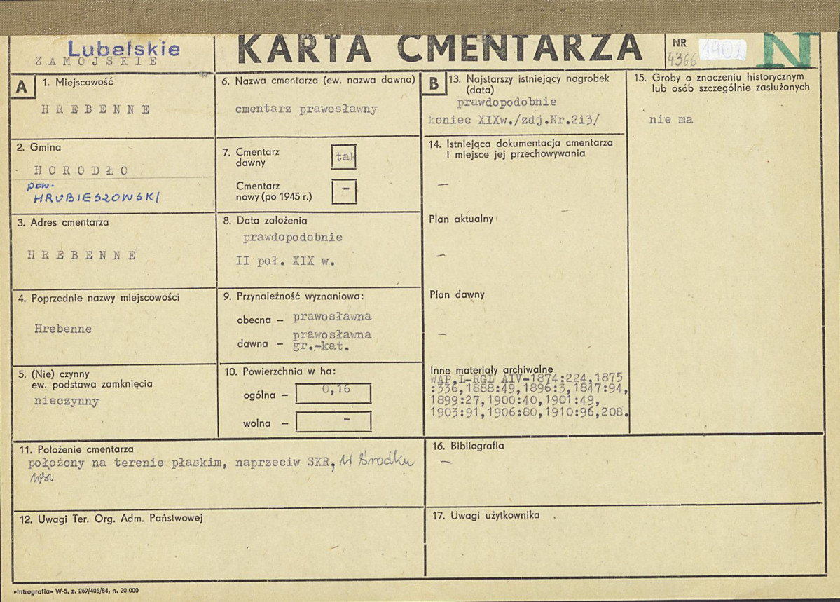 KC - Karta cmentarza, skan nr 1