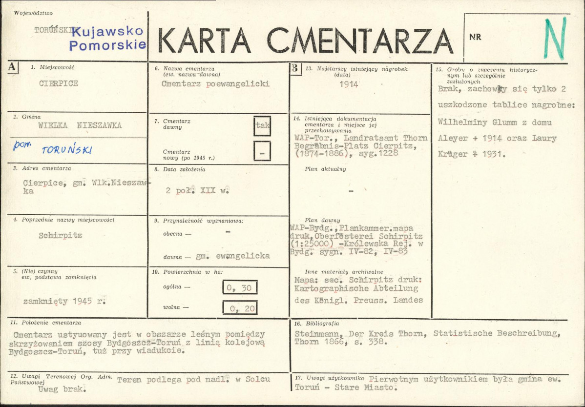 KC - Karta cmentarza, skan nr 1