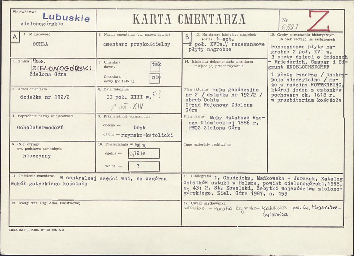 KC - Karta cmentarza, skan nr 1