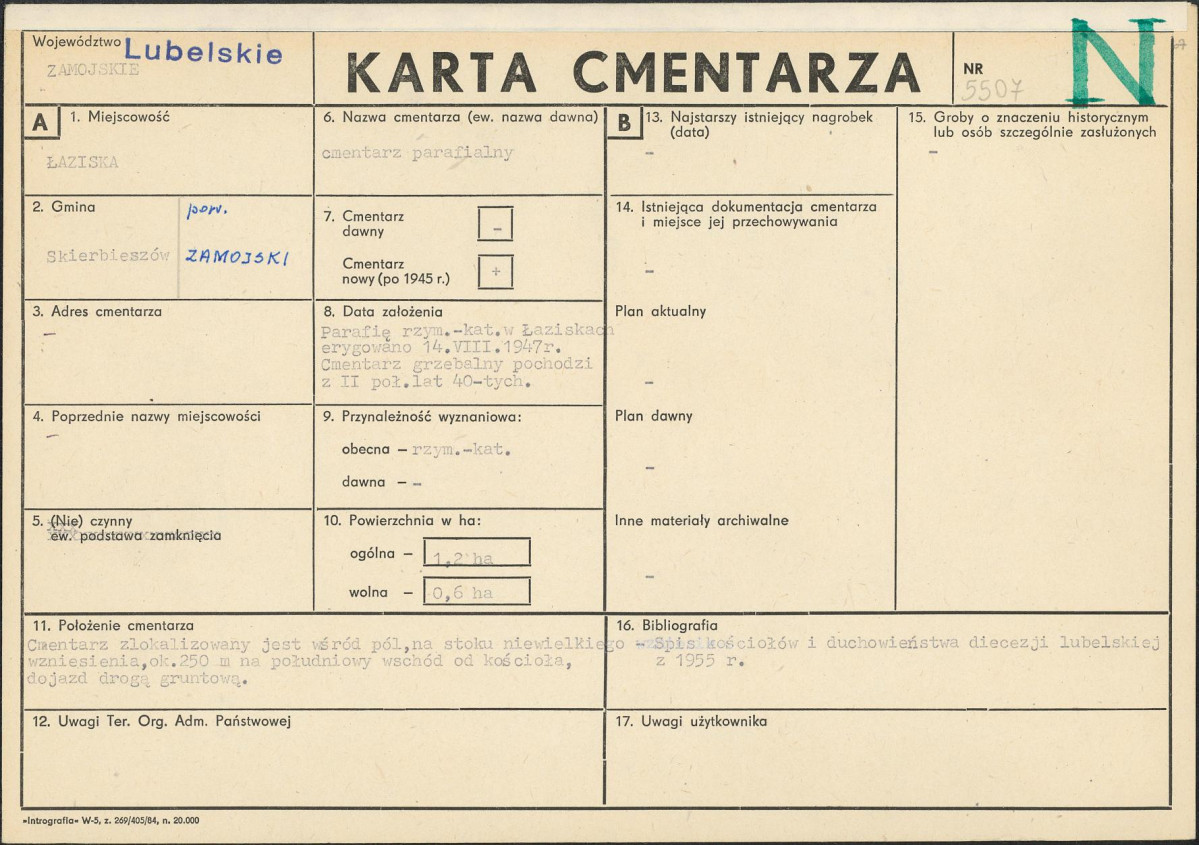 KC - Karta cmentarza, skan nr 1