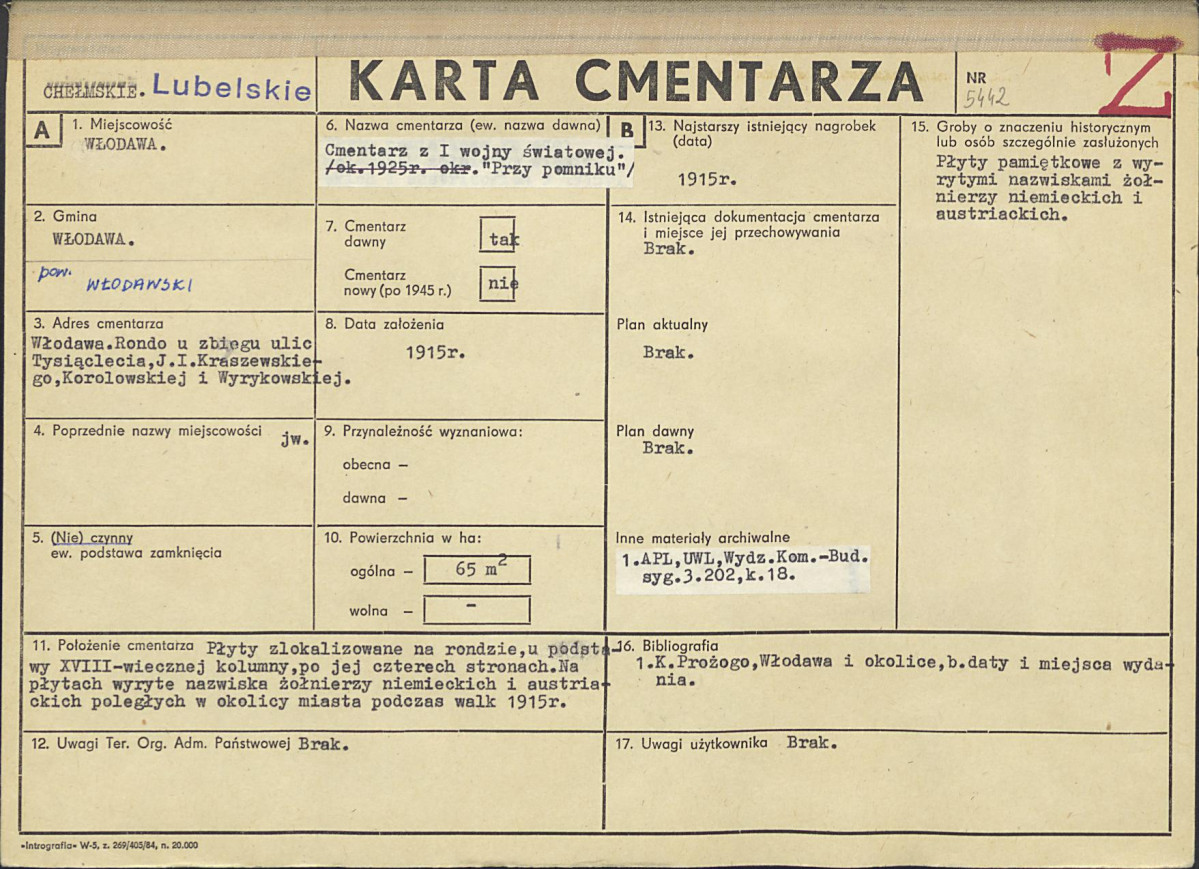 KC - Karta cmentarza, skan nr 1