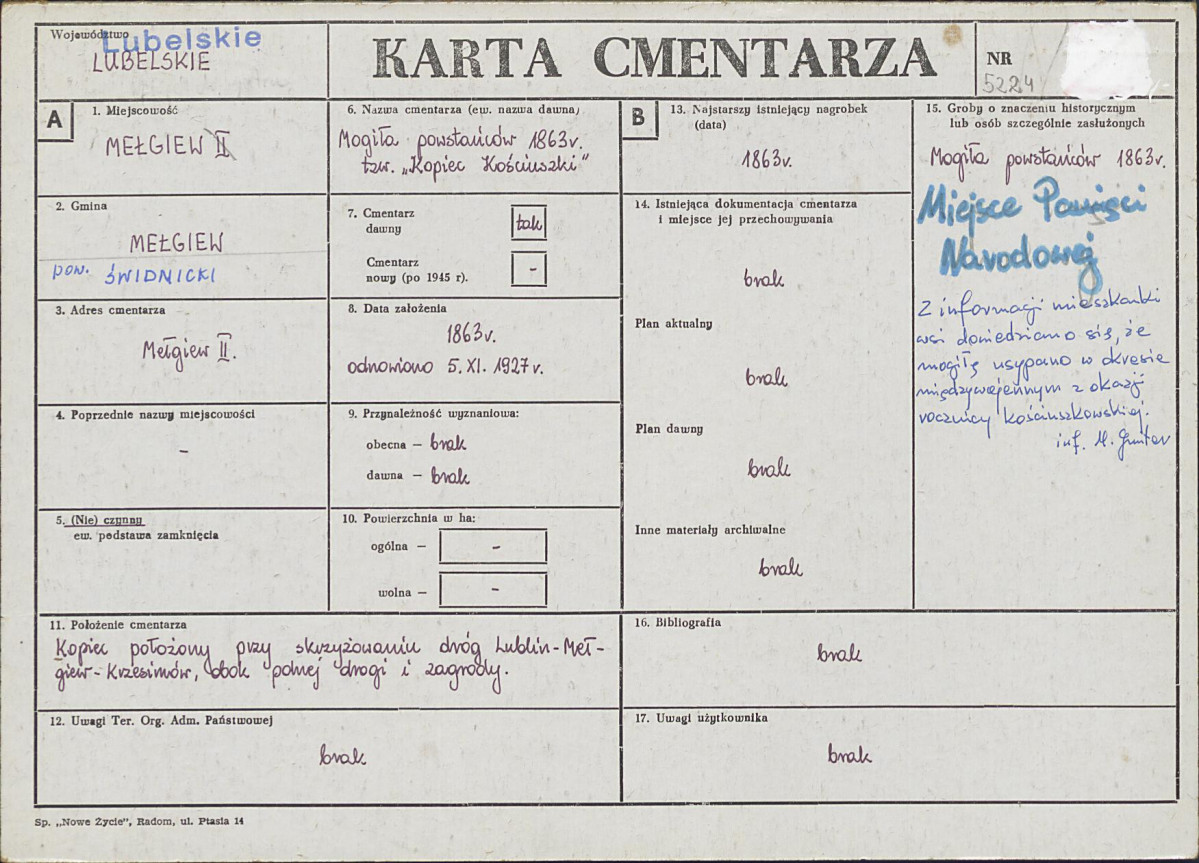 KC - Karta cmentarza, skan nr 1