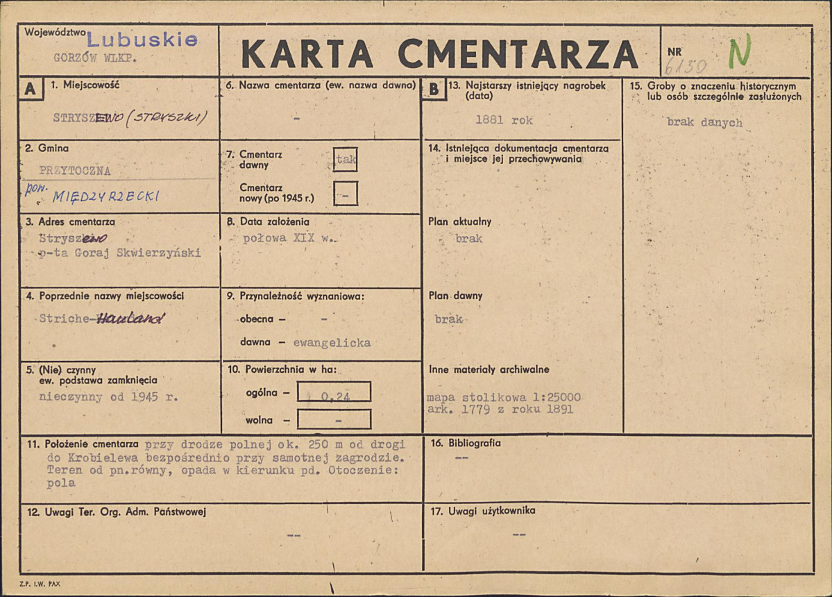 KC - Karta cmentarza, skan nr 1