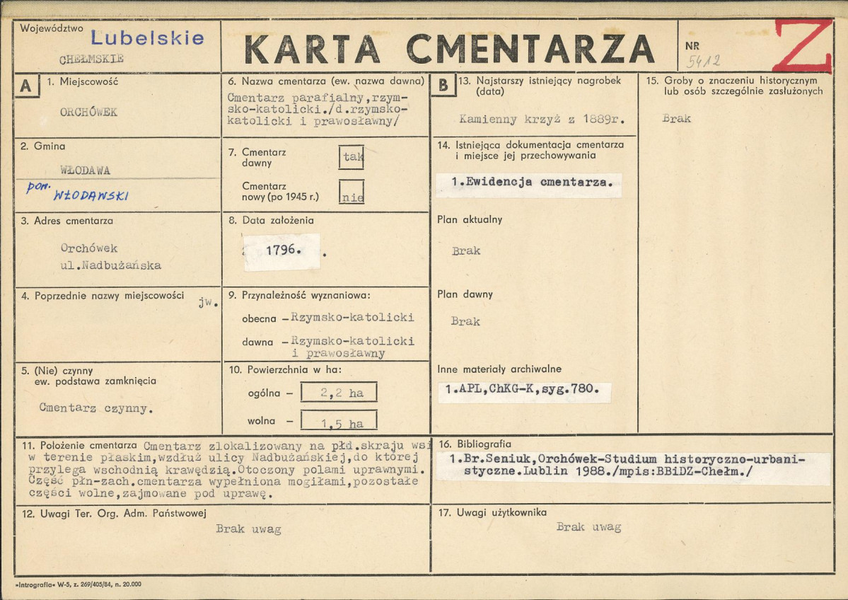 KC - Karta cmentarza, skan nr 1