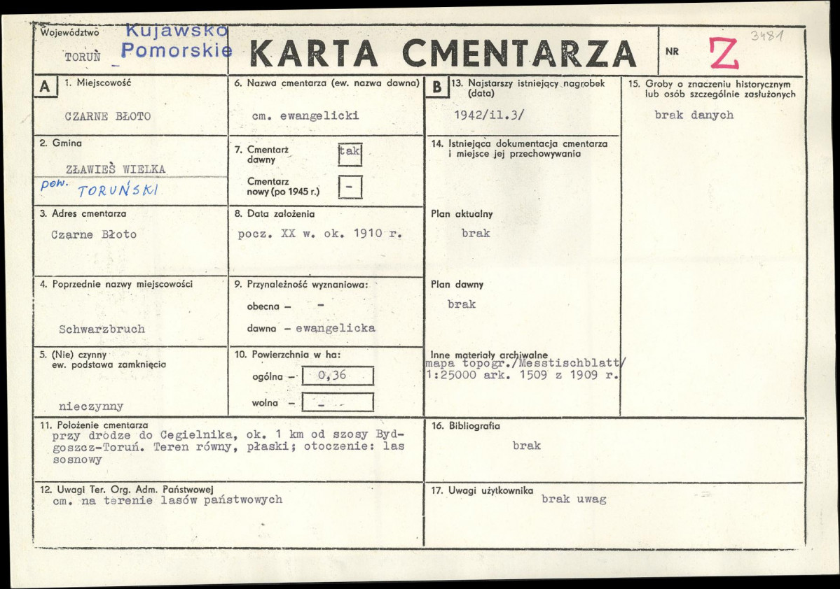 KC - Karta cmentarza, skan nr 1