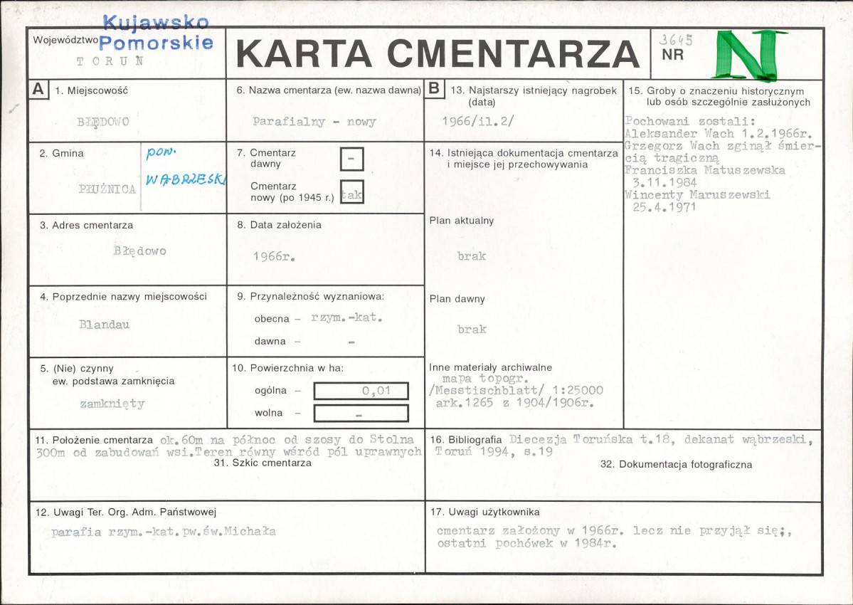 KC - Karta cmentarza, skan nr 1
