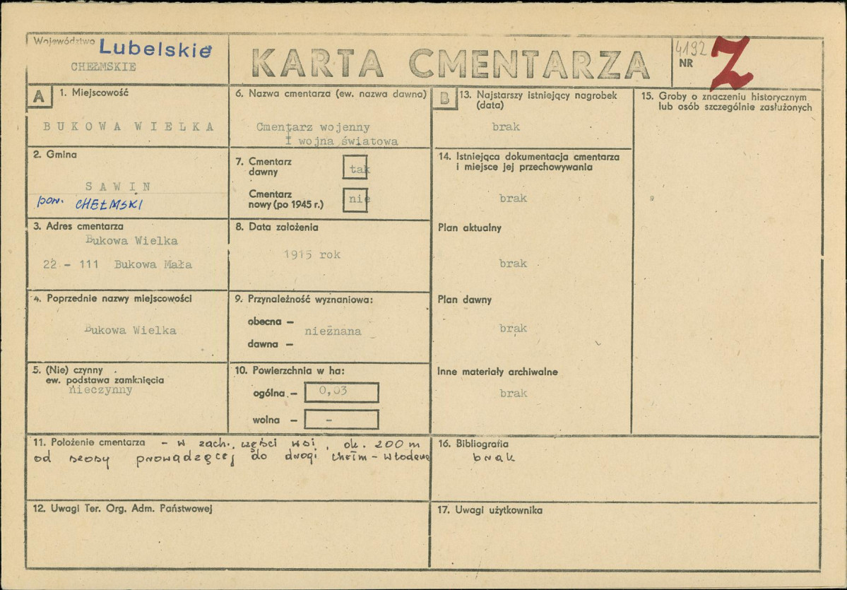 KC - Karta cmentarza, skan nr 1