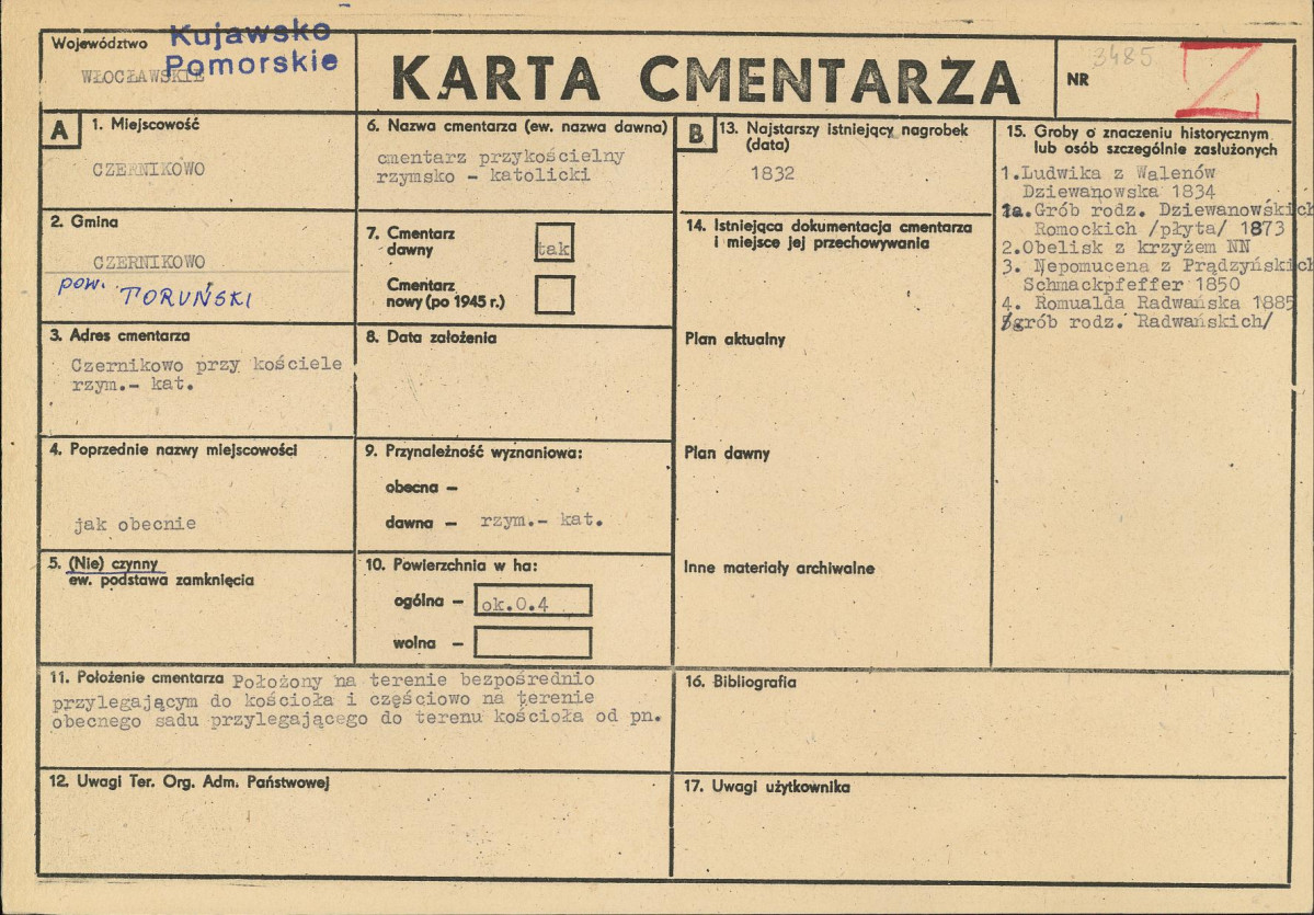 KC - Karta cmentarza, skan nr 1