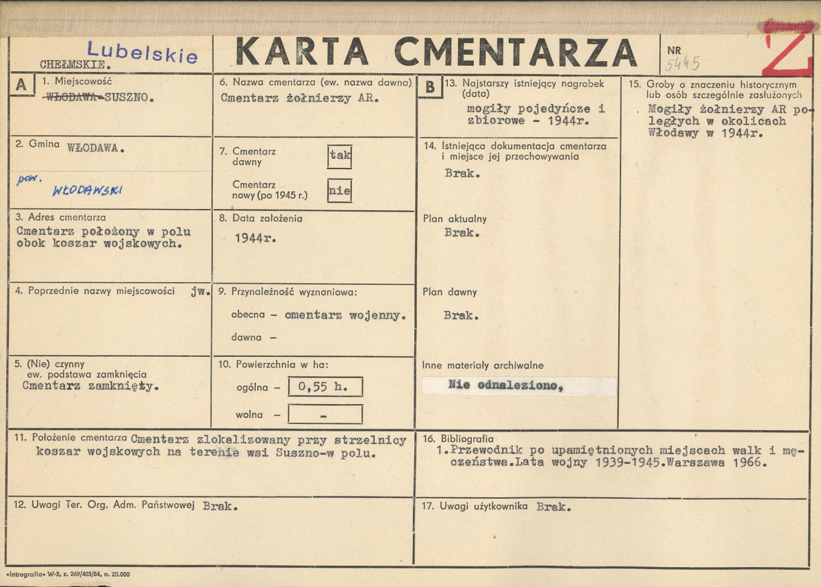 KC - Karta cmentarza, skan nr 1