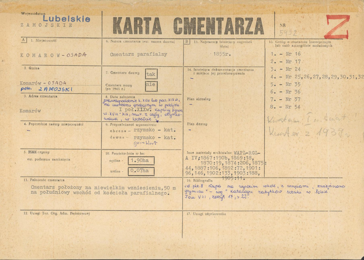 KC - Karta cmentarza, skan nr 1