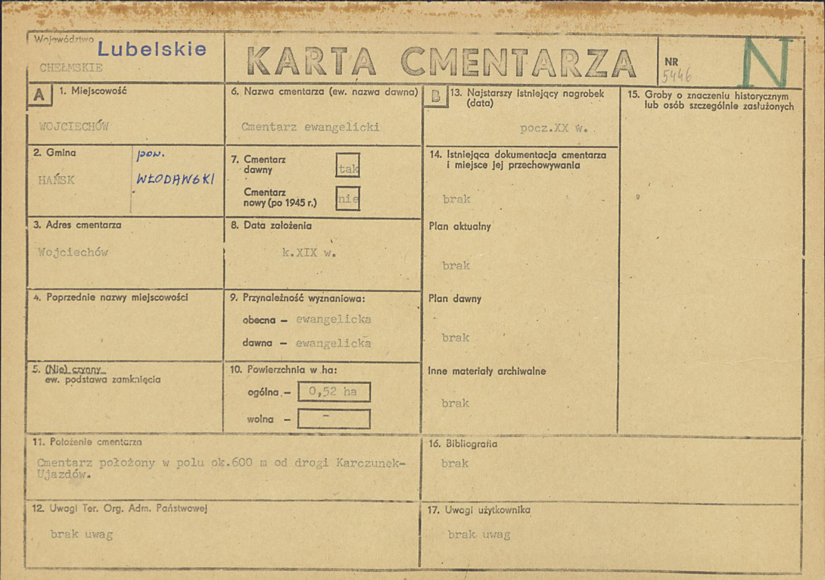 KC - Karta cmentarza, skan nr 1