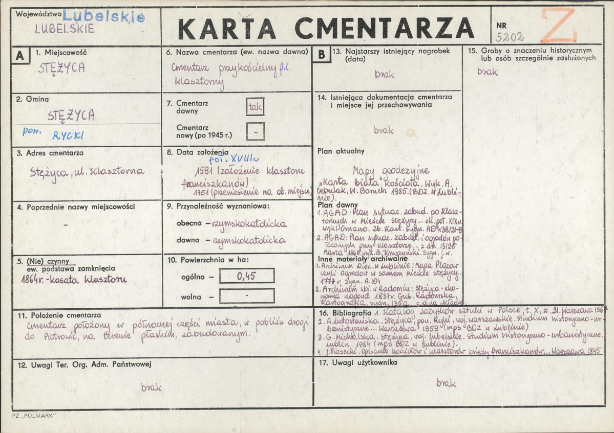 KC - Karta cmentarza, skan nr 1