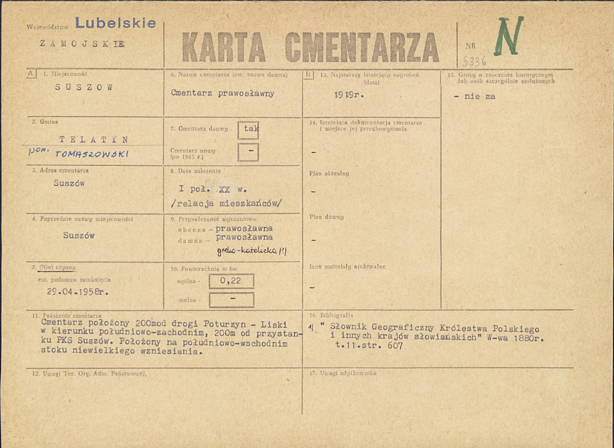 KC - Karta cmentarza, skan nr 1