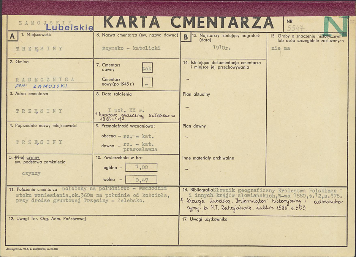 KC - Karta cmentarza, skan nr 1
