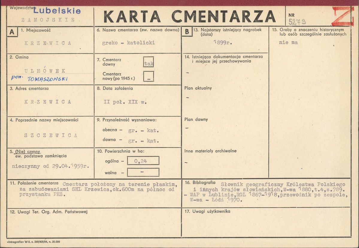KC - Karta cmentarza, skan nr 1
