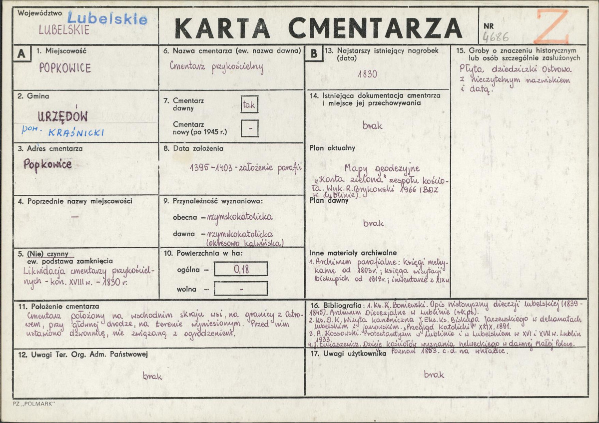 KC - Karta cmentarza, skan nr 1