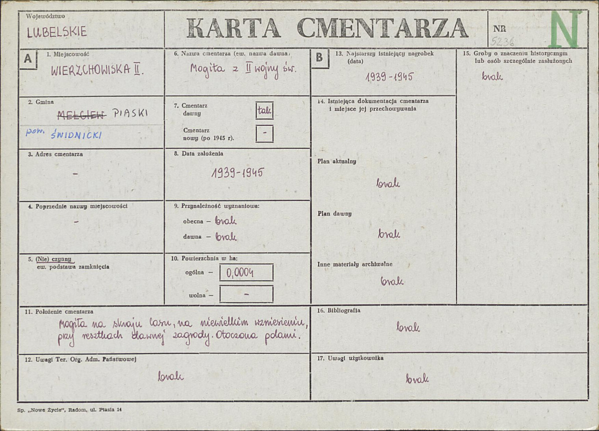 KC - Karta cmentarza, skan nr 1