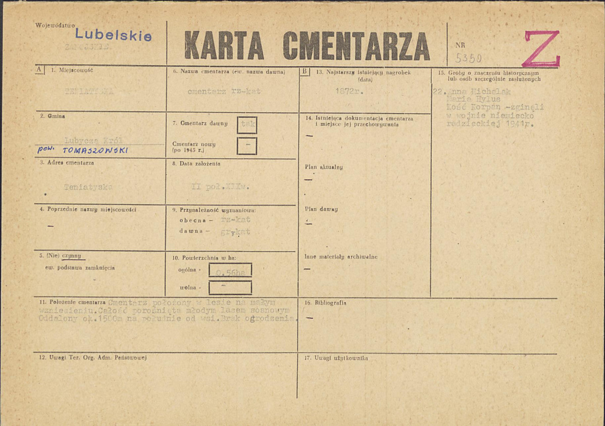 KC - Karta cmentarza, skan nr 1
