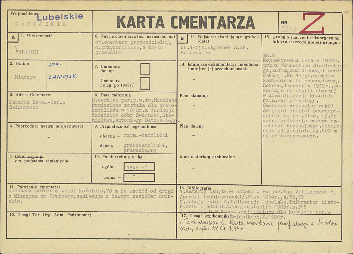 KC - Karta cmentarza, skan nr 1