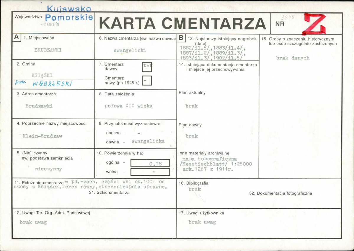 KC - Karta cmentarza, skan nr 1