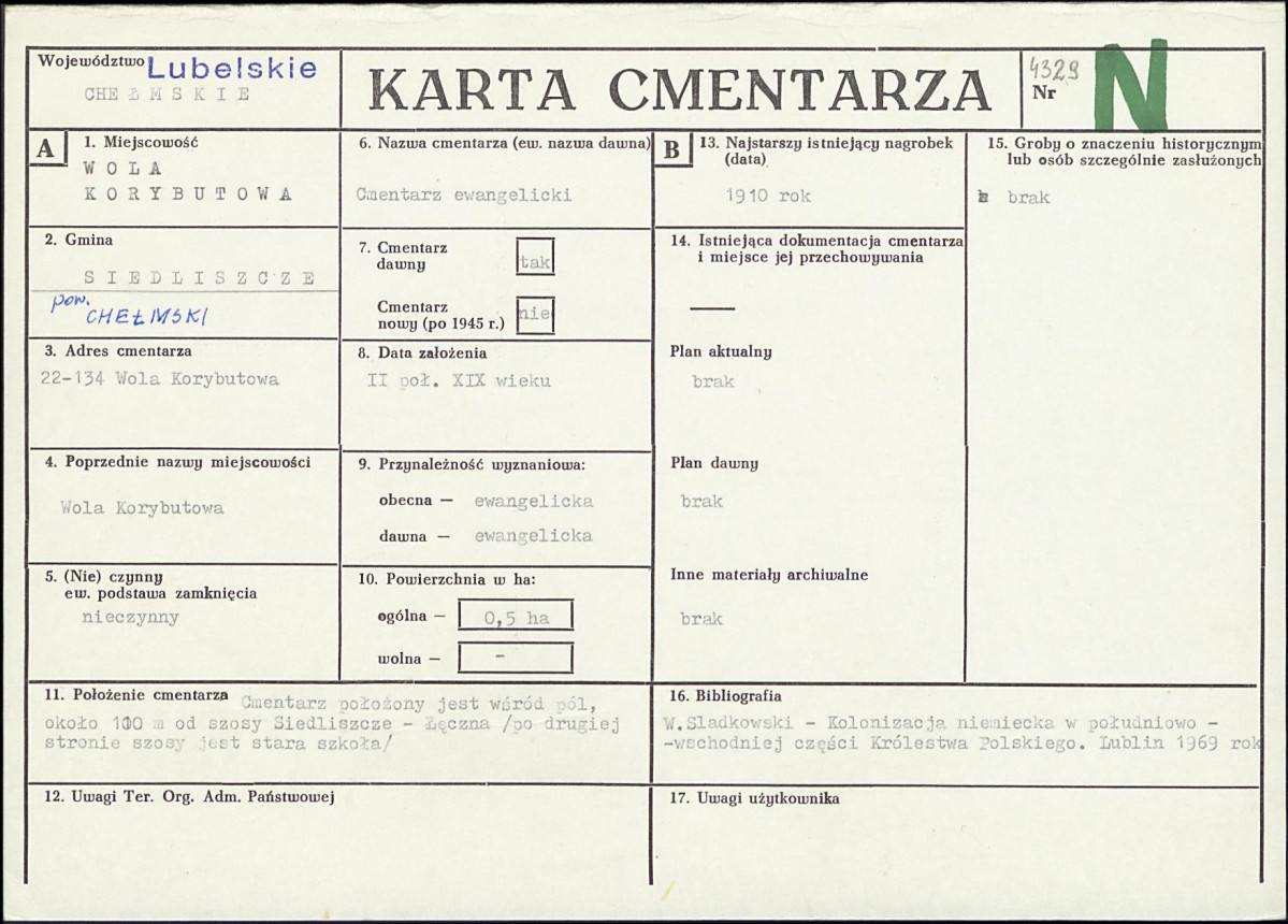 KC - Karta cmentarza, skan nr 1