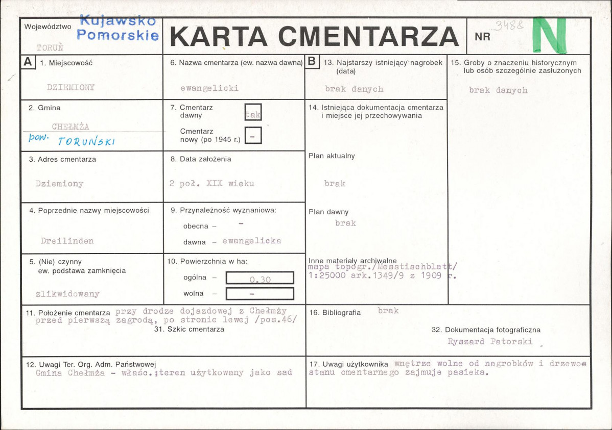 KC - Karta cmentarza, skan nr 1