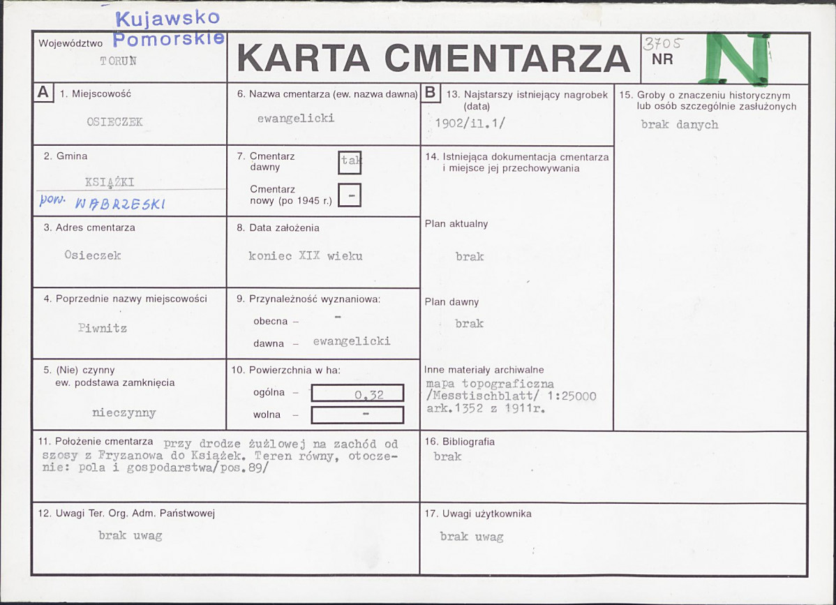 KC - Karta cmentarza, skan nr 1