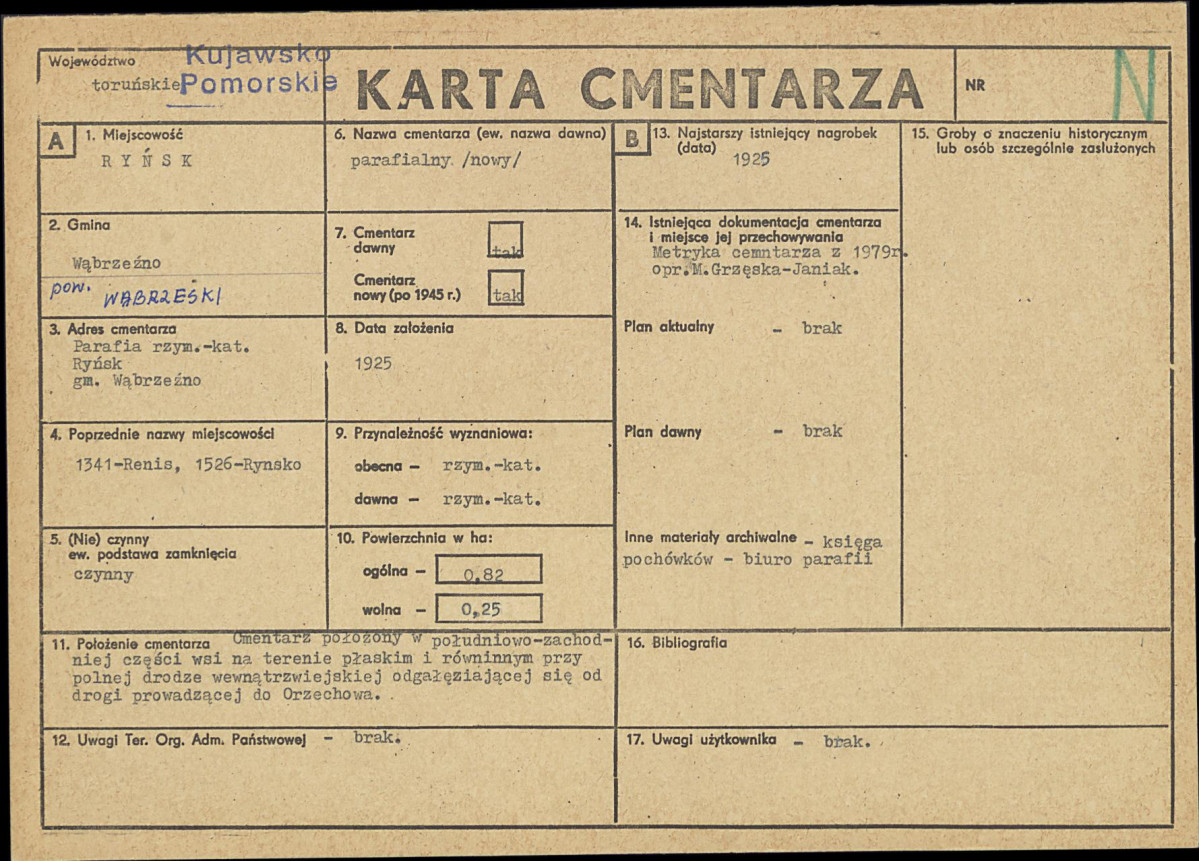KC - Karta cmentarza, skan nr 1