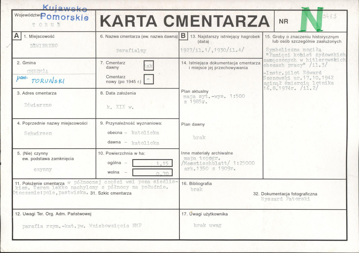 KC - Karta cmentarza, skan nr 1