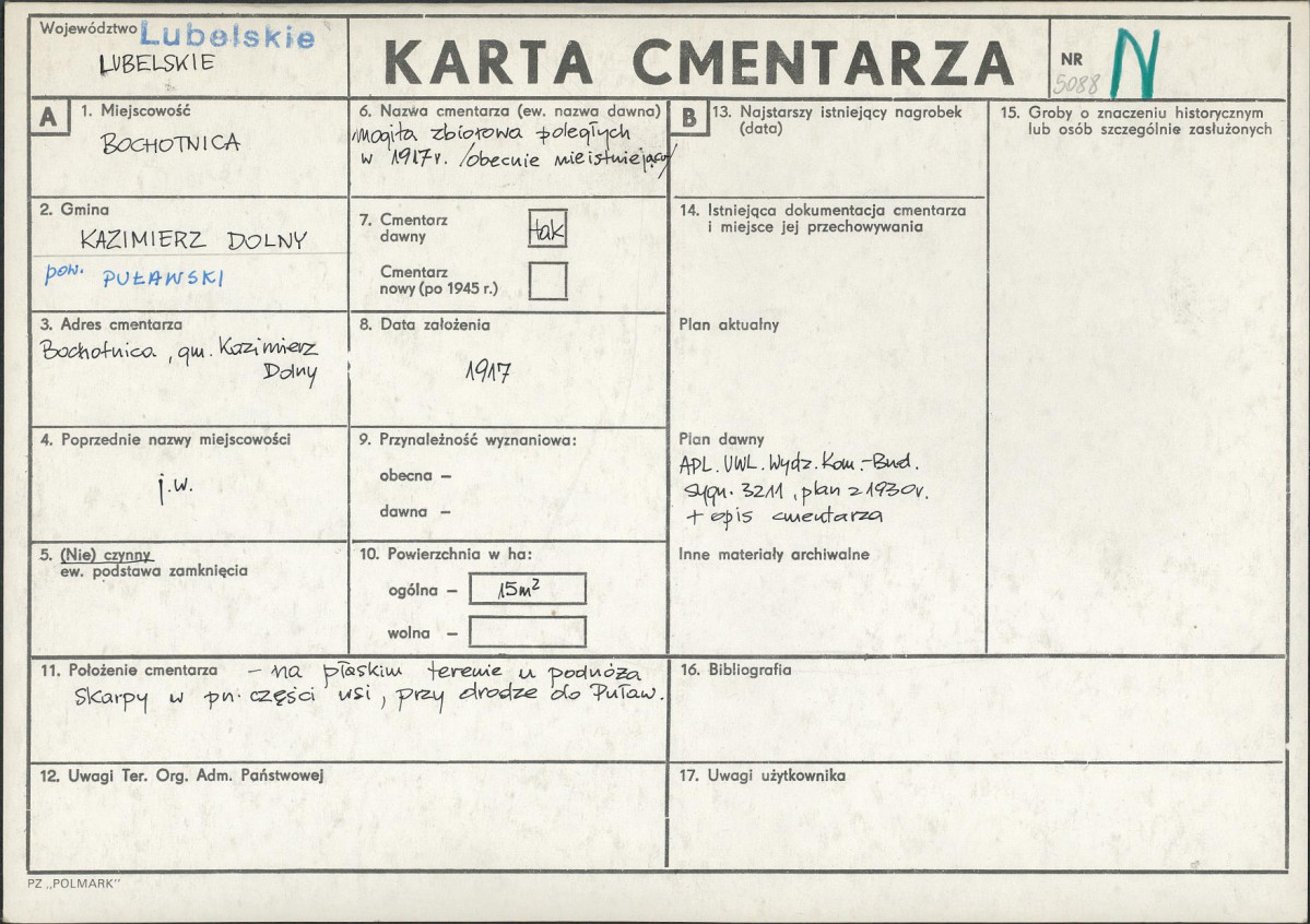 KC - Karta cmentarza, skan nr 1