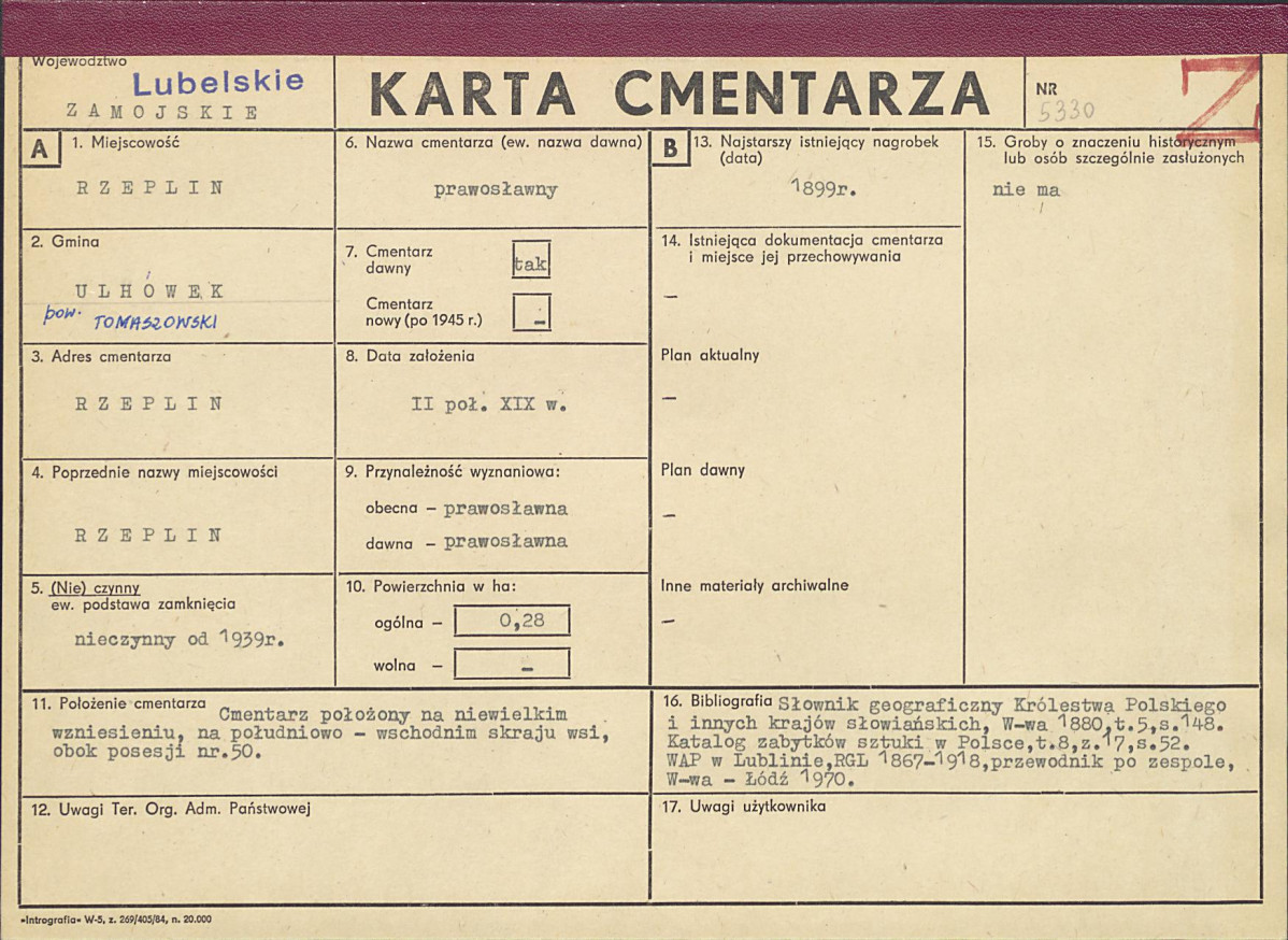 KC - Karta cmentarza, skan nr 1