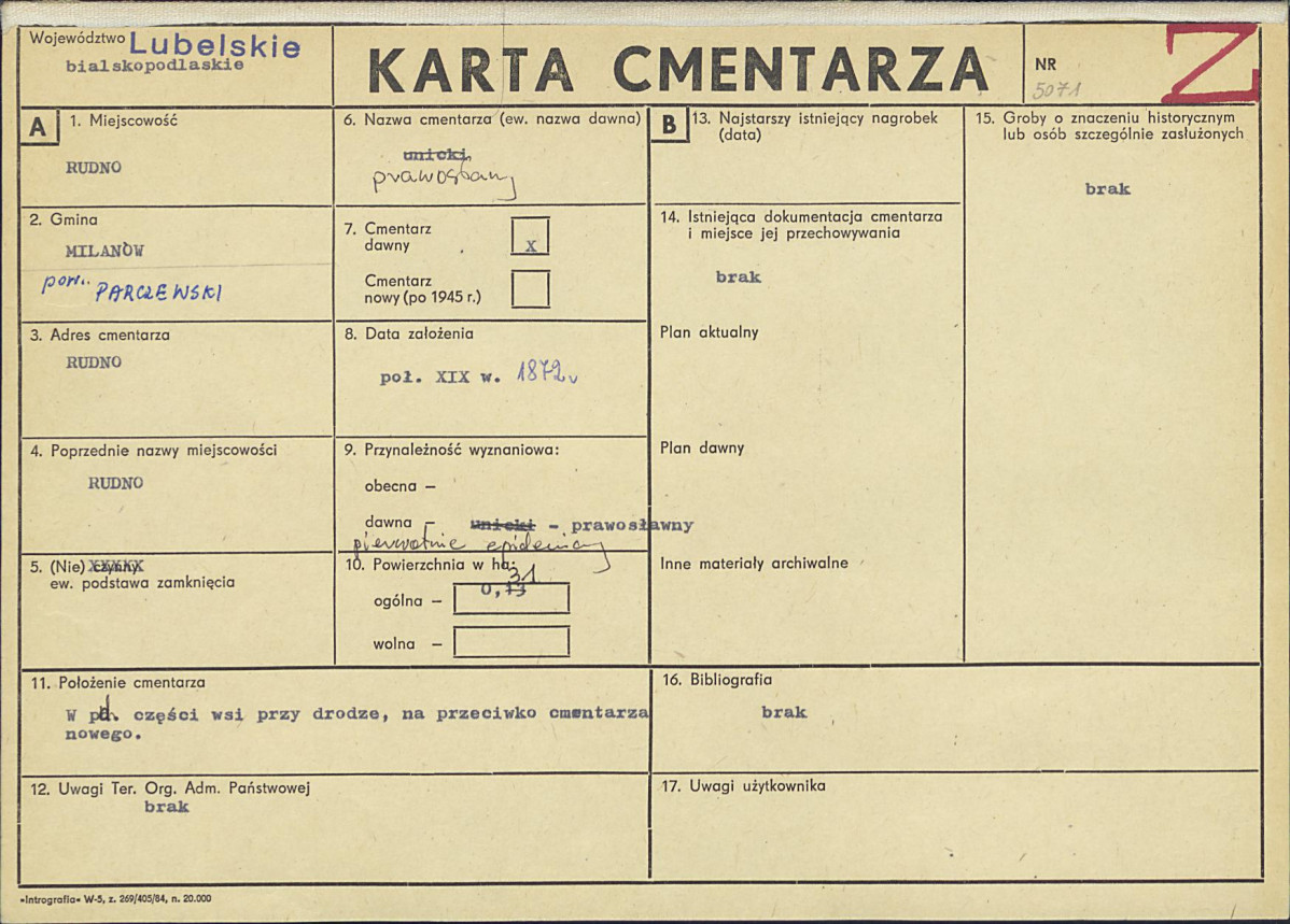 KC - Karta cmentarza, skan nr 1